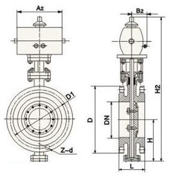 對夾式(shi)氣動硬密封(fēng)蝶閥
